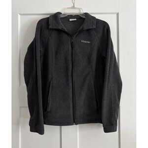 Columbia Womens Jacket Adult Sz Medium Charcoal Gray Long Sleeve Zipper Fleece